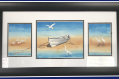 egrets-on-the-beach-with-boat-Mimi-Sabatino